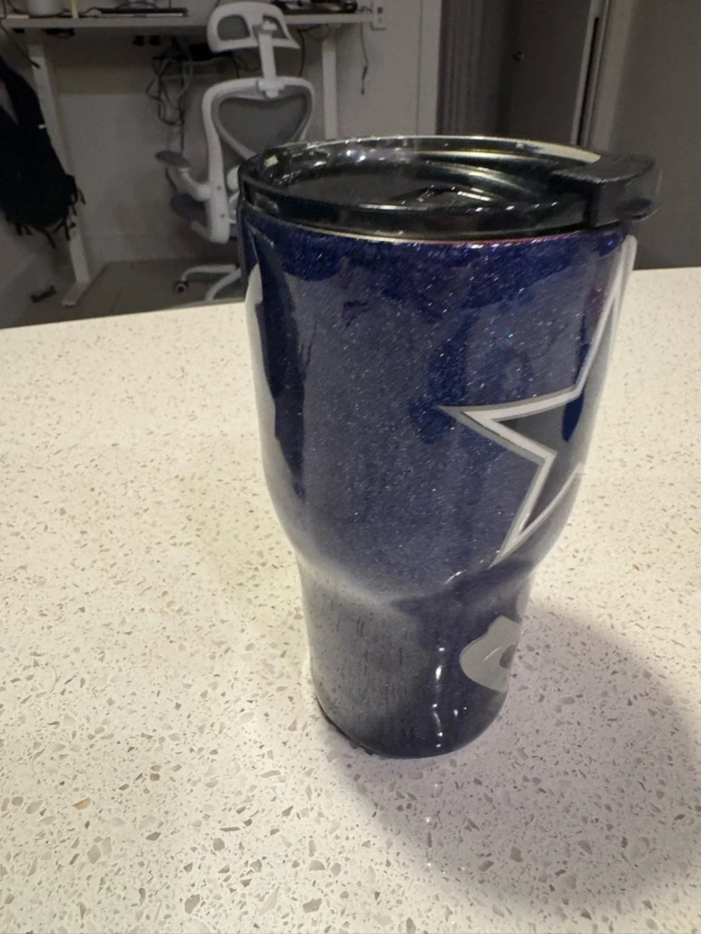 Dallas Cowboys Blue Glitter Large Tumbler  32oz